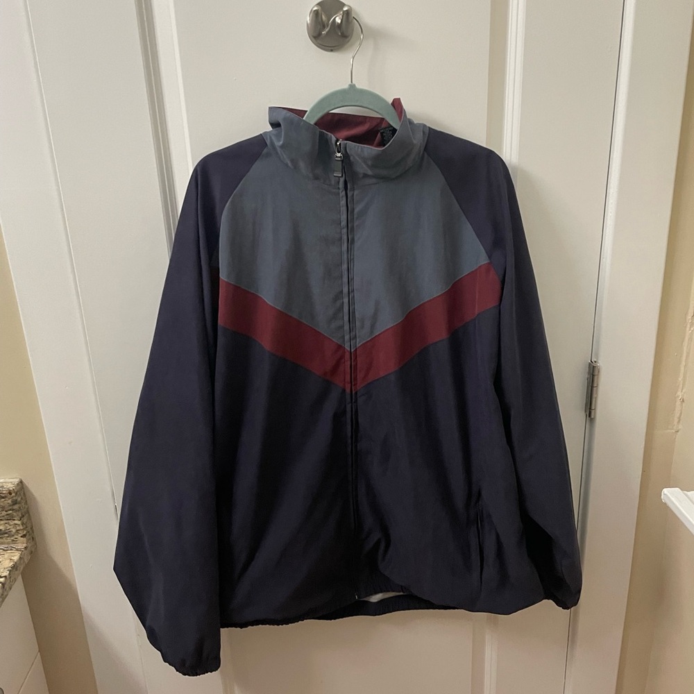 Men's Retro Navy Maroon and Gray Jacket
